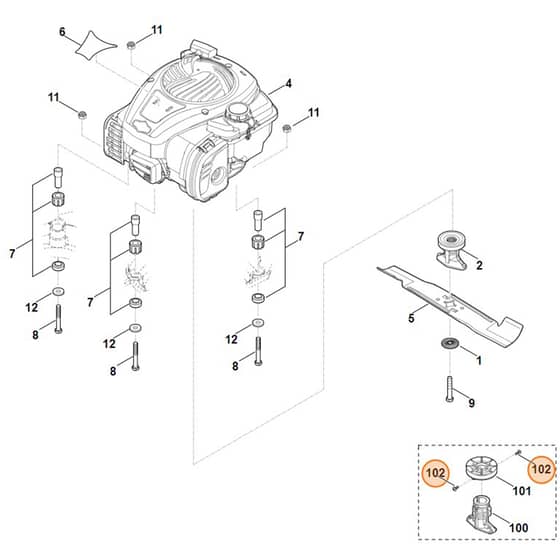 Viking MB448.1 TX - Engine - Blade - Parts Diagram