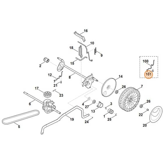Viking MB448.1 TX - Rear Axle - Height Adjustment - Parts Diagram