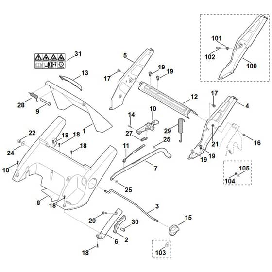 Viking MB545.0 VM - Frame, Height Adjustment - Parts Diagram