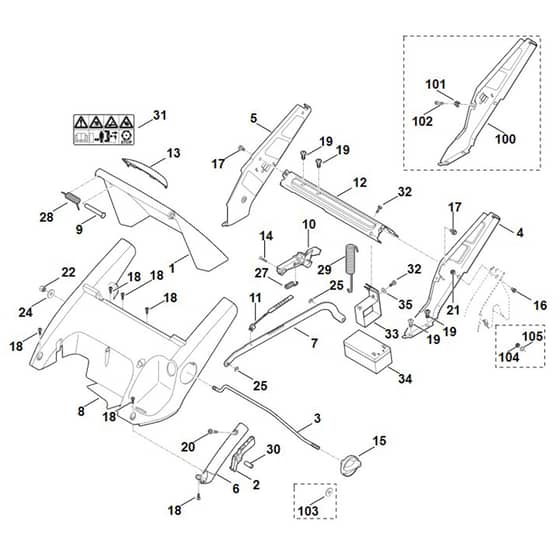 Viking MB545.0VE - Frame, Height Adjustment - Parts Diagram