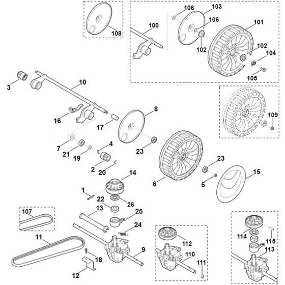 Viking MB545.0VE - Shaft, Gear Box - Parts Diagram