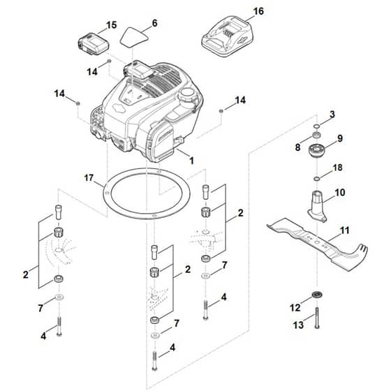 Viking MB545.1 VE - Engine - Blade - Parts Diagram