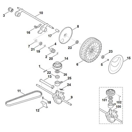 Viking MB545.1 VM - Shaft, Gear Box - Parts Diagram