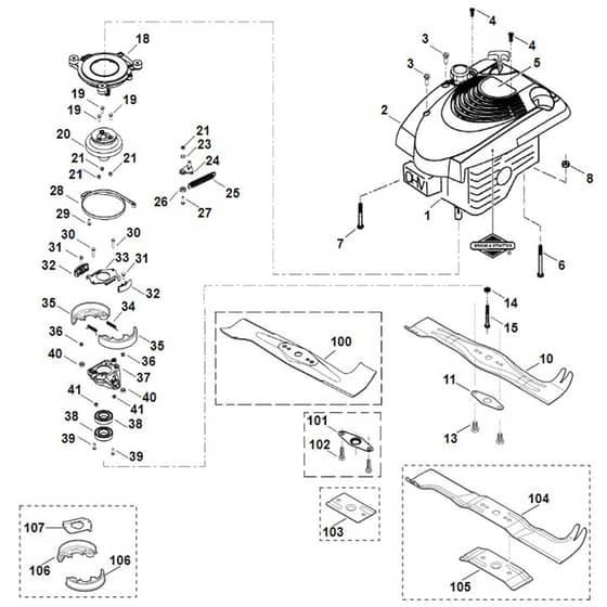 Viking MB555 BS - Engine - Blade - Parts Diagram
