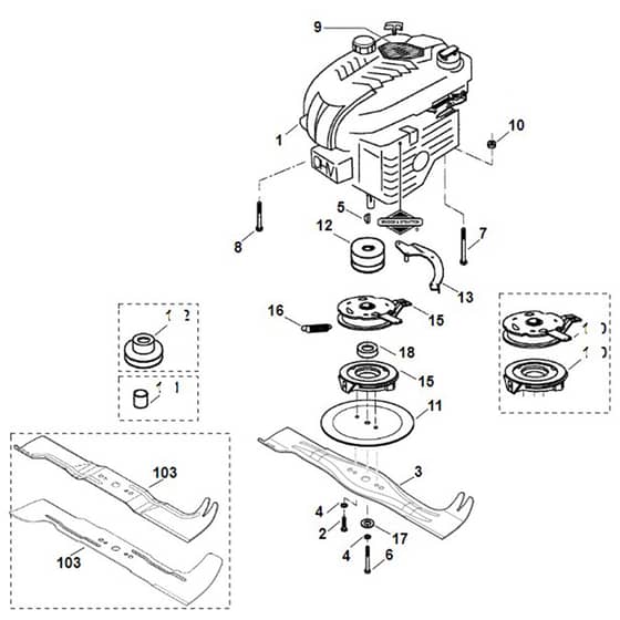 Viking MB555 S - Engine - Blade - Parts Diagram