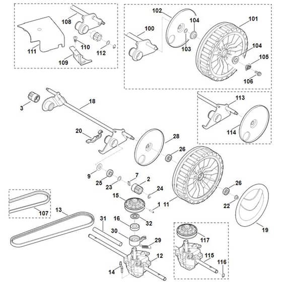 Viking MB650.0 VM - Shaft, Gear Box - Parts Diagram