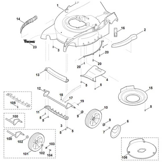 Viking MB655.0 G - Housing - Front Axle - Parts Diagram