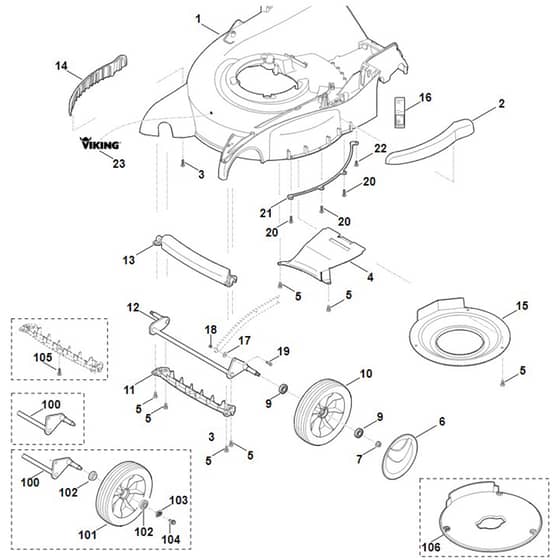 Viking MB655.0 GM - Housing - Front Axle - Parts Diagram