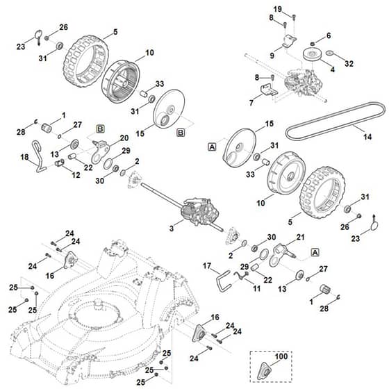 Viking MB756.0 GS - Rear Height Adjustment, Drive - Parts Diagram