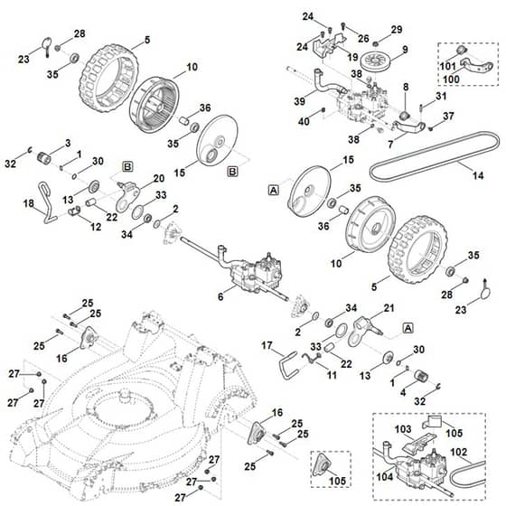 Viking MB756.0 YC - Rear Height Adjustment, Drive - Parts Diagram