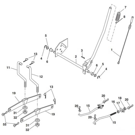 McCulloch MC13538LT - 96012010300 - 2010-06 - Mower Lift - Deck Lift Parts Diagram