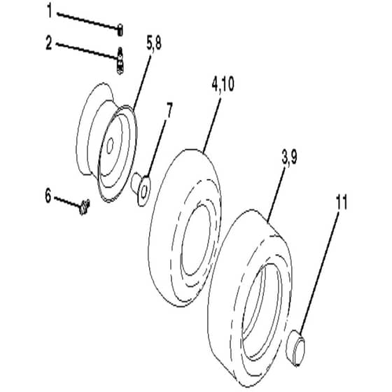 McCulloch MC19538LT - 96048002301 - 2012-08 - Wheels and Tyres Parts Diagram