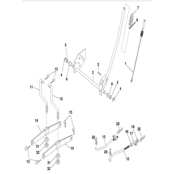 McCulloch MC19542LT-96012011402 - 2011-08 - Mower Lift - Deck Lift Parts Diagram