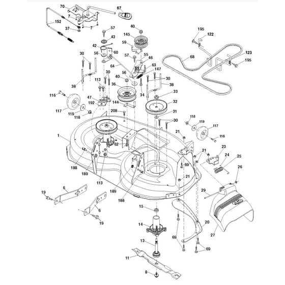 McCulloch MC195H42LT - 96042011400 - 2009-11 - Mower Deck - Cutting Deck Parts Diagram