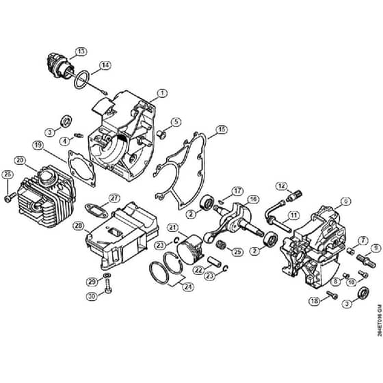 Genuine Stihl MC200 / A - Crankcase, Cylinder