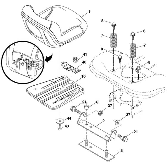 McCulloch MC20H42YT - 96048002701 - 2012-08 - Seat Parts Diagram