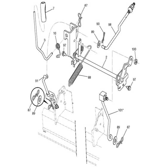 McCulloch MC20V42YT - 96048002800 - 2011-09 - Mower Lift Lever Parts Diagram