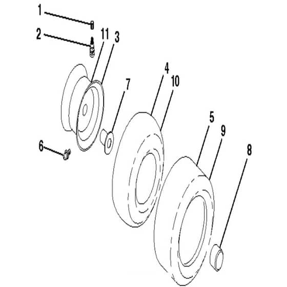 McCulloch MC20V42YT - 96048002800 - 2011-09 - Wheels and Tyres Parts Diagram