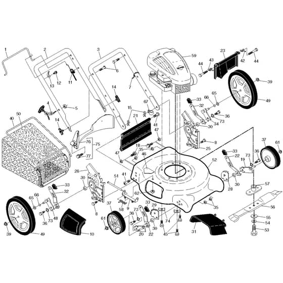 McCulloch MC625 R - 96132006500 - 2010-03 - Frame & Engine Parts Diagram