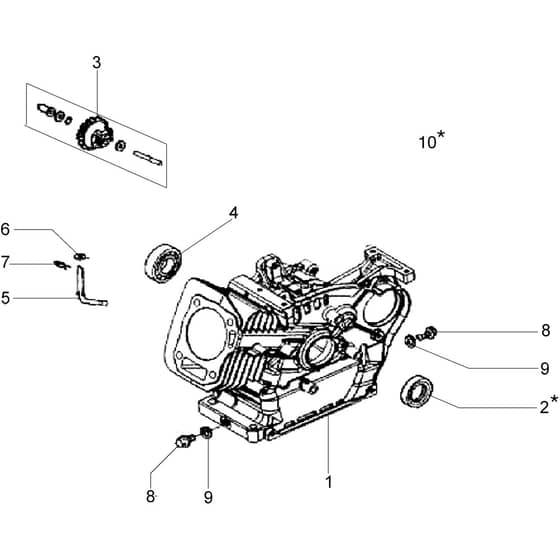 MC 400 (K700 H) -  - Efco Rotary Cultivator Crankcase assy Diagram