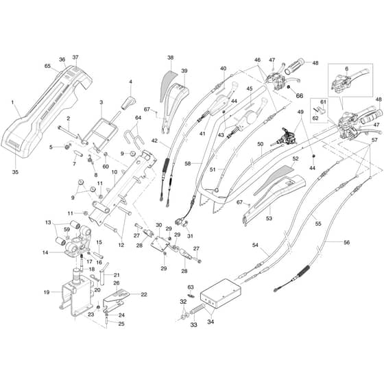 MC 407 S -  - Efco Rotary Cultivator Handlebar rod and handle bars Diagram