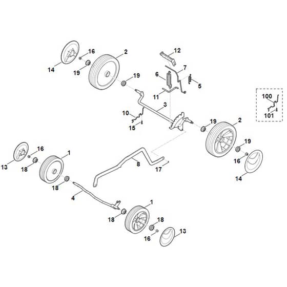 Viking ME443.1 - Chassis, Height Adjustment - Parts Diagram