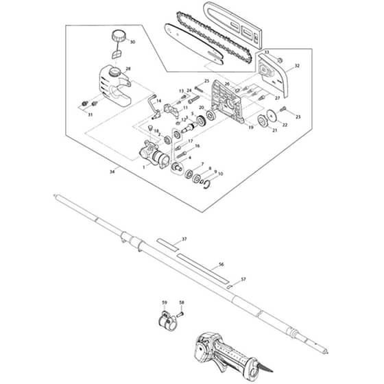 Makita ME-246.4 - Telescopic Petrol Pole Saw - Power Tool 01 Diagram