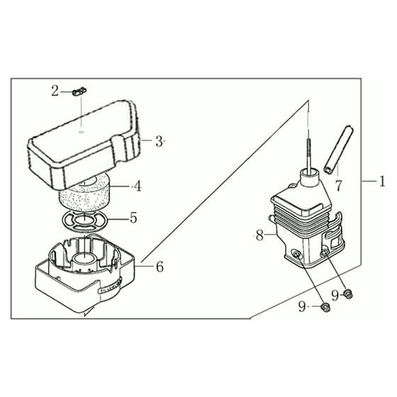 MH 175 RKS - Oleo-Mac Tiller Air Filter Diagram