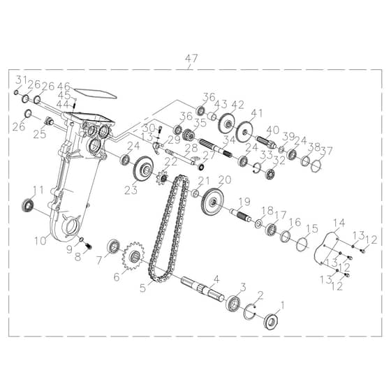 MH 198 RKS - Oleo-Mac Tiller Gears Diagram