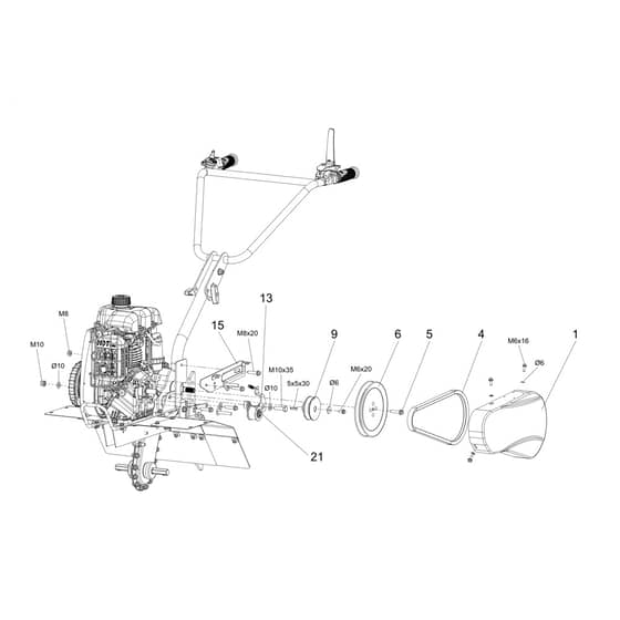 MH 542 - Oleo-Mac Tiller Belt cover Diagram