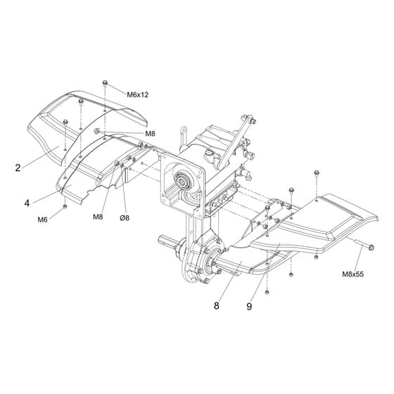 MH 753 D - Oleo-Mac Tiller Guards Diagram