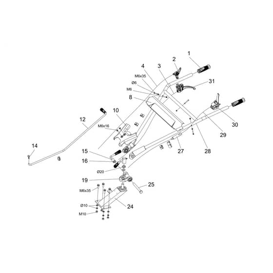 MH 793 - Oleo-Mac Tiller Handlebar Diagram