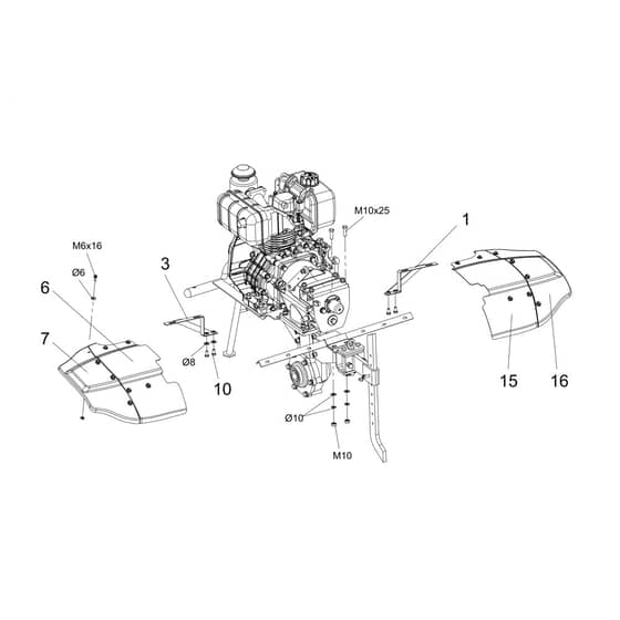 MH 796 - Oleo-Mac Tiller Guards Diagram