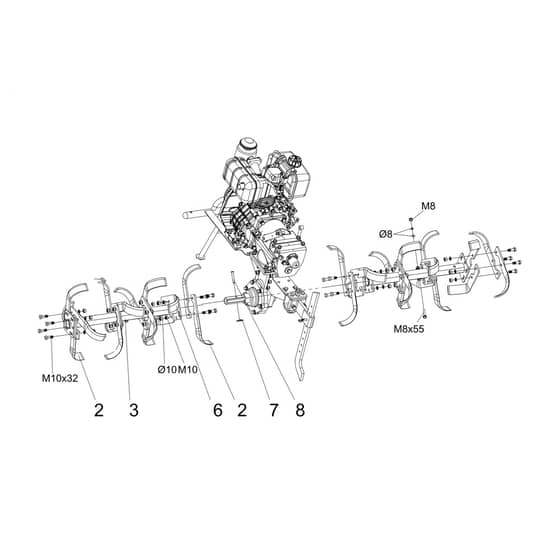 MH 796 - Oleo-Mac Tiller Tiller Diagram