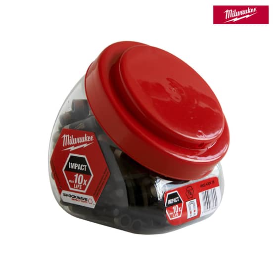 Milwaukee Impact Rated Mag Bit Holder Jar 100 Pieces - 4932430478