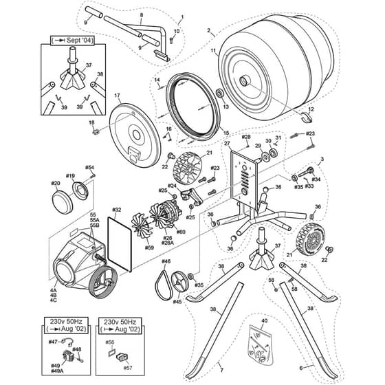 Belle Minimix 130 - Main Assembly Euro 1 (From May 2000)