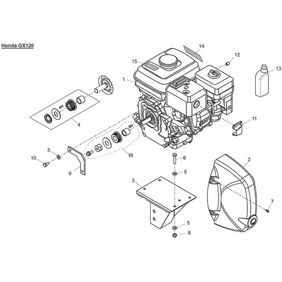 Belle Minimix 150 - Mounting Plate - Honda GX120 Engine