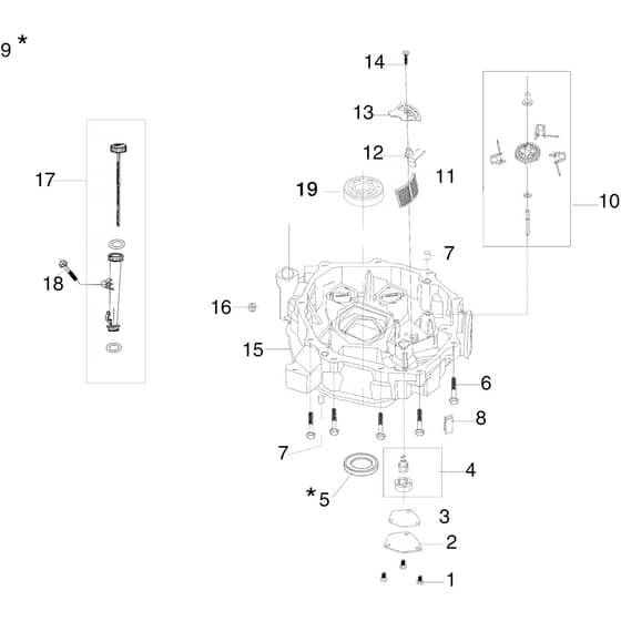 MISTRAL 72/12.5 K H (3in1) (K1250) EURO 5 - Oleo-Mac Ride On Mower Crankcase cover Diagram