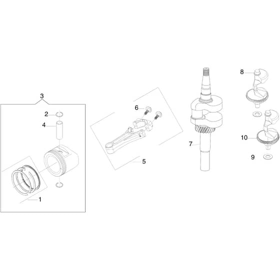 MISTRAL 72/12.5 K H (3in1) (K1250) EURO 5 - Oleo-Mac Ride On Mower Crankshaft and piston Diagram