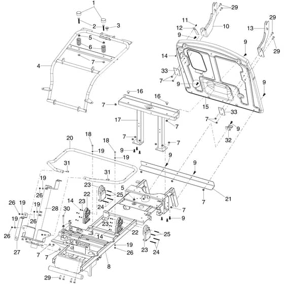 MISTRAL 72/12.5 K H (3in1) (K1250) EURO 5 - Oleo-Mac Ride On Mower Frame Diagram