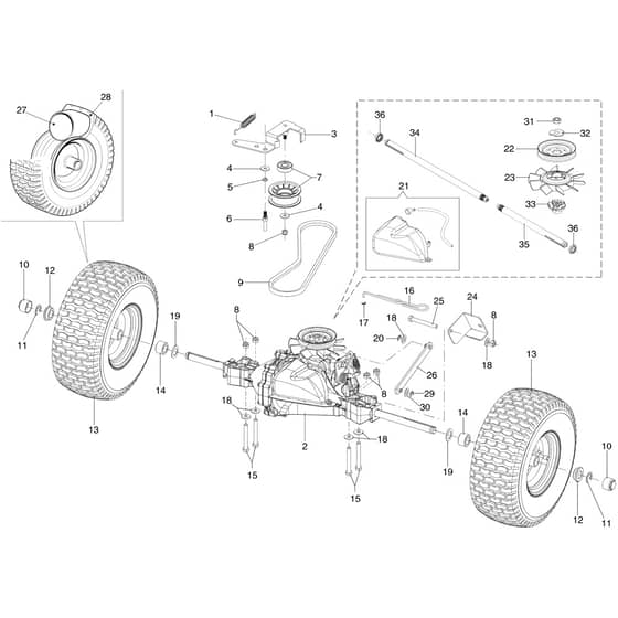 MISTRAL 72/12.5 K H (3in1) - Oleo-Mac Ride On Mower Transmission Diagram