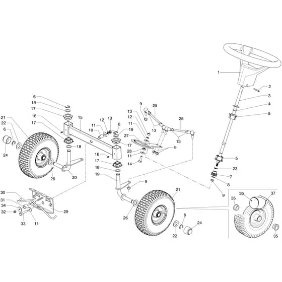 MISTRAL 72/12.5 K H (3in1) VERS - 2017 - Oleo-Mac Ride On Mower Steering arm Diagram