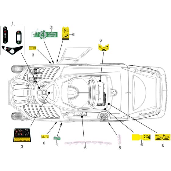 MISTRAL 72/13 H (4in1) E EURO 5 - Oleo-Mac Ride On Mower Labels 01 Diagram