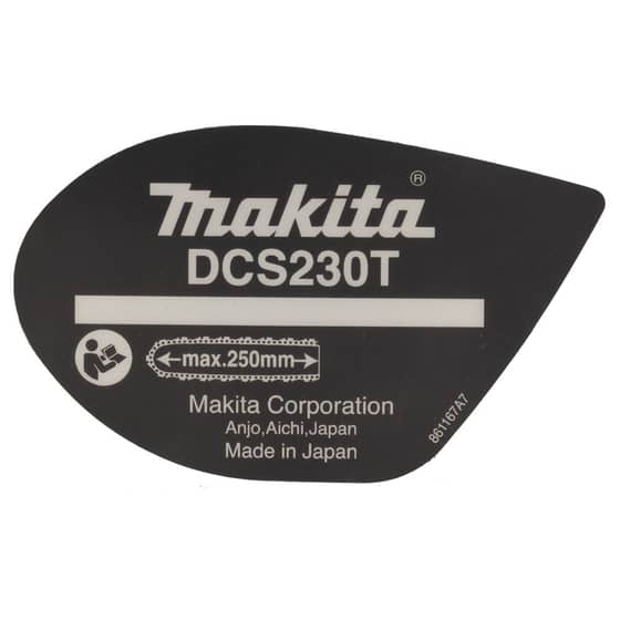 Genuine Makita DCS230T Name Plate - 861167-7