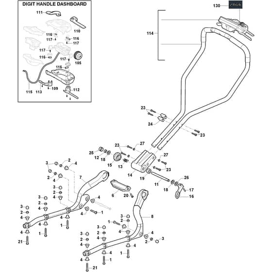 MODEL-1 - 2018-2019 - 291523008/ST1 - Stiga Rotary Mower Handle Diagram