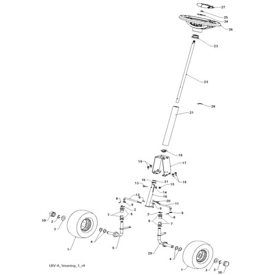 McCulloch MOWCART66 - 96021000901 - 2010-12 - Steering Parts Diagram