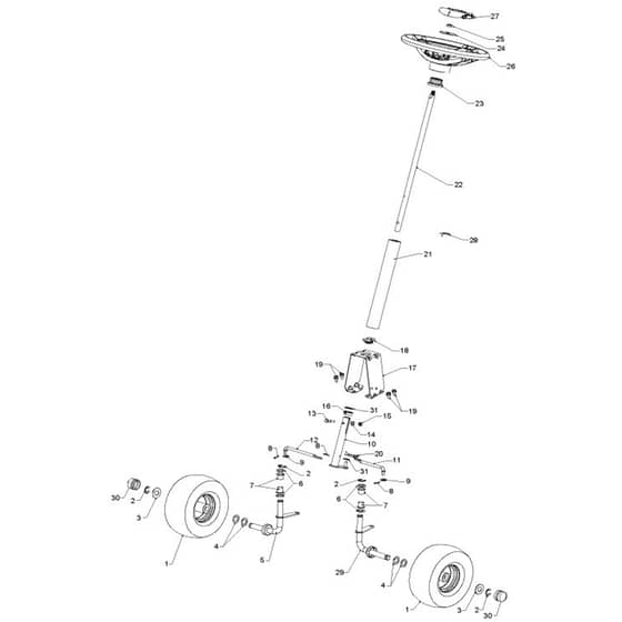 McCulloch MOWCART - 96021000801 - 2011-08 - Steering Parts Diagram