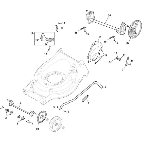 MP1 500 Li - 2016-2019 - 294501003/16 - Castel Garden Rotary Mower Deck and Height Adjusting Diagram