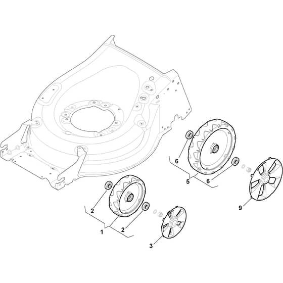 MP1 500 Li - 2016-2019 - 294501003/16 - Castel Garden Rotary Mower Wheel and Hub Cap Diagram