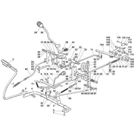 Viking MR385 - Brake And Gearbox Control - Parts Diagram